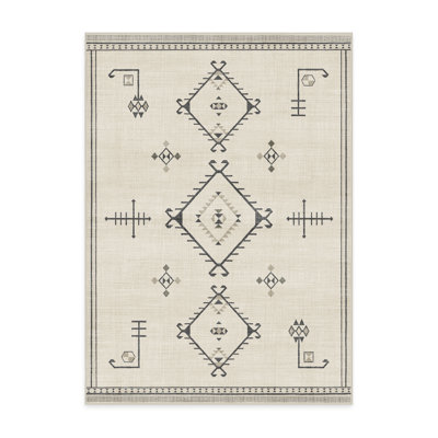 Damali-Black & White Washable 2-Piece Rug and Pad System