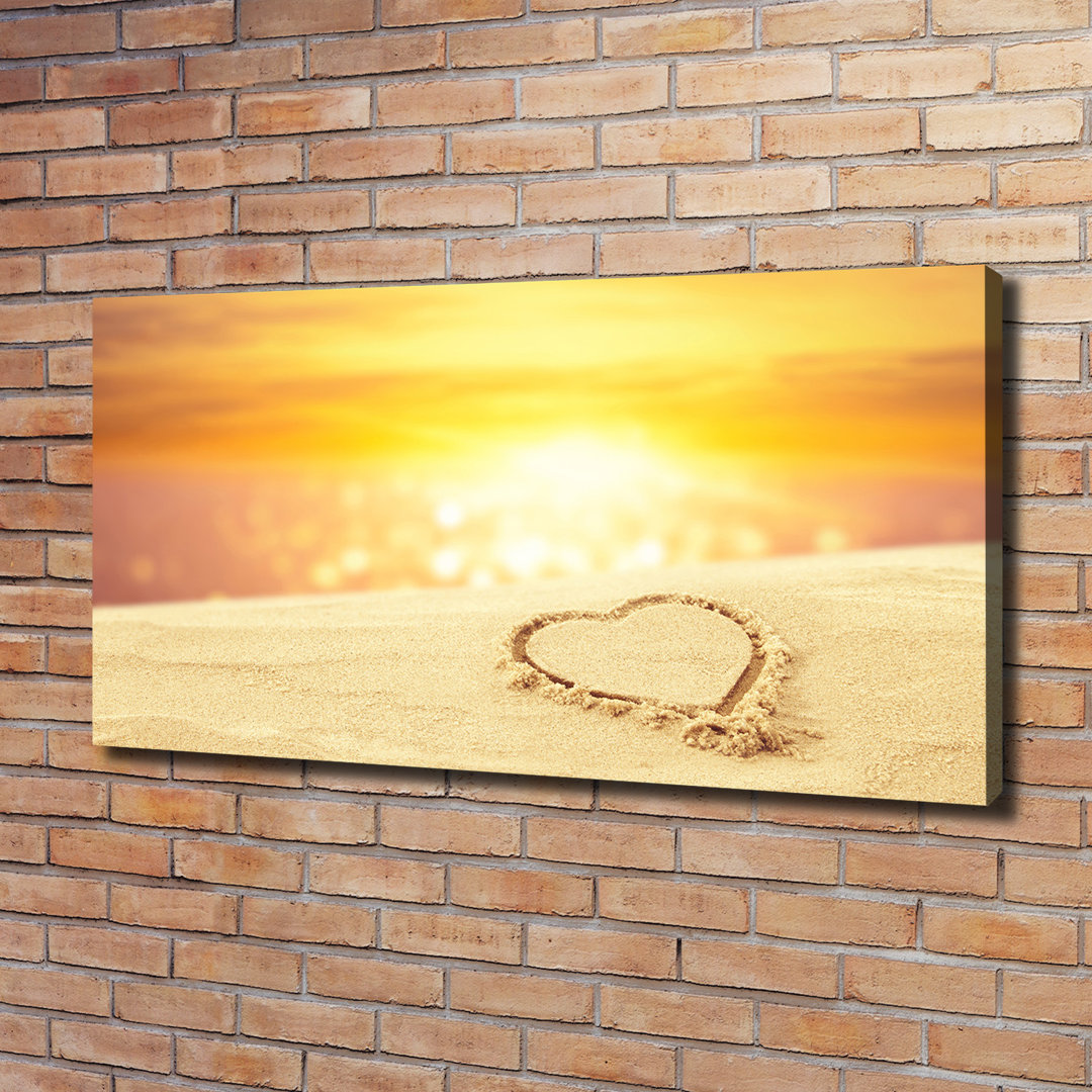 Leinwanddruck - Wandkunst - Drucke auf Leinwand - 120X60 Bildmotiv: Herz auf Leinwand Der Sand