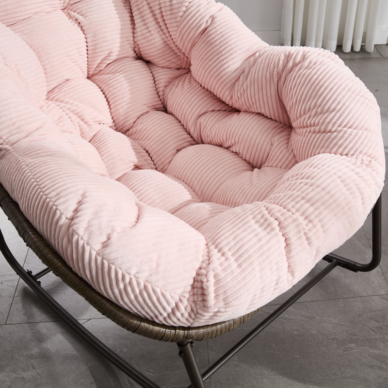 Chaise berçante d'extérieur en acier Alvan, Rose