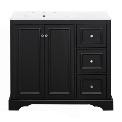 Transitional Bathroom Vanity With Ceramic Sink