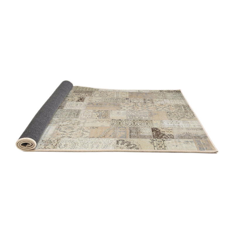 Tapis beige/gris contemporain, Rond 3 pi