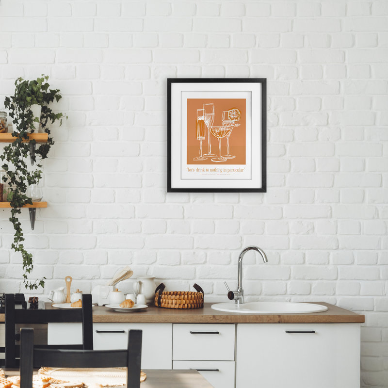 «Orange Drink Toast», impression encadrée sous verre, lettrée et doublée, Cadre noir minuit, H 16 po x l 13 po
