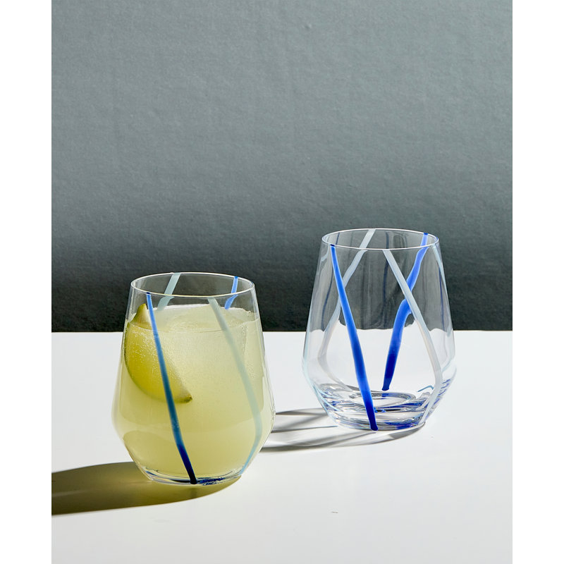 Rio 450ml Handmade Highball Glass Set, Blue