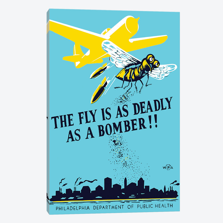« wpa propagandas d’un plan de bomber et une rétro chute de germes » sur toile, H 26 po x l 18 po x P 1,5 po, Toile tendue