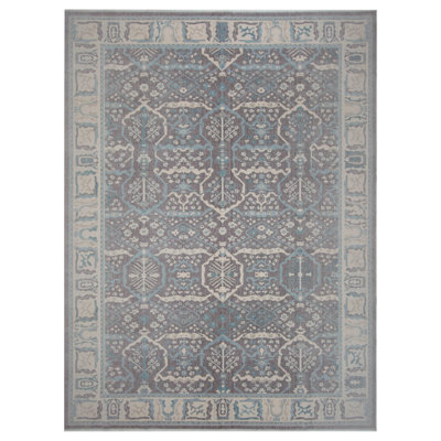One-of-a-Kind Hand-Knotted 13' x 16' Wool Area Rug in Gray/Blue/Beige