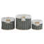 S / 3 paniers en papier ovale avec motif tissé gris et doublure en tissu blanc