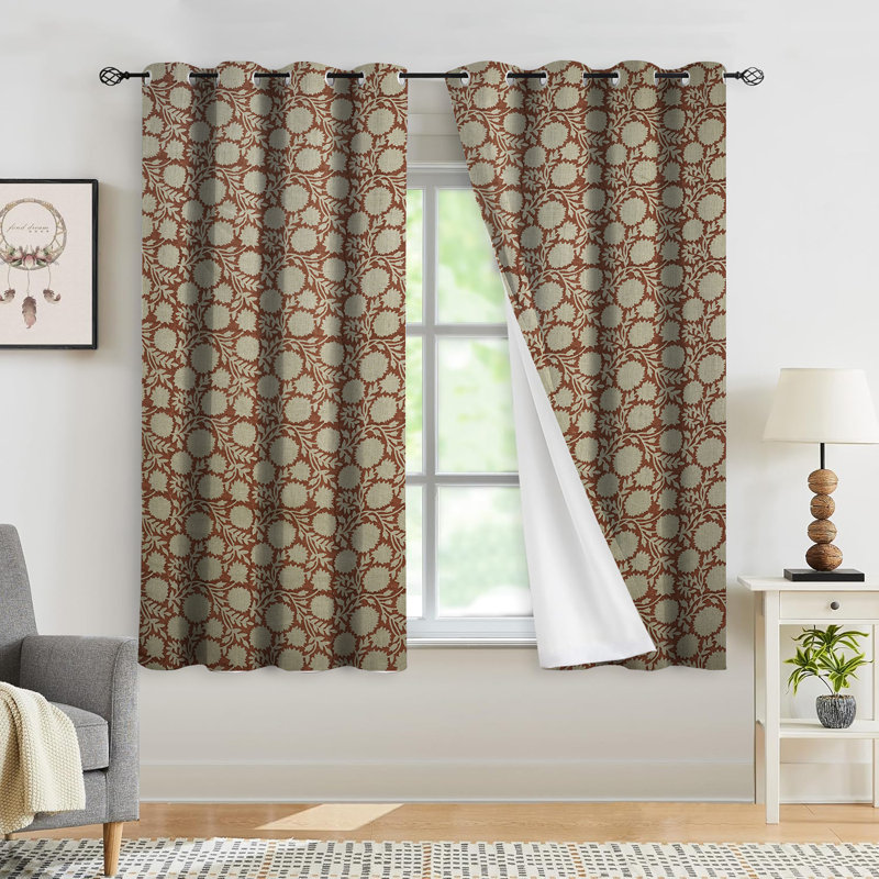 Rideau à œillets rétro fait à la main rétro pour fenêtre décorative (Rajat), L 54 po x L 102 po