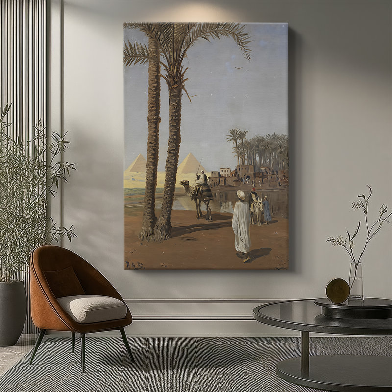 Scène orientale avec les pyramides de Gizeh - toile tendue par Hans Andersen Brendekilde, 32 x 48
