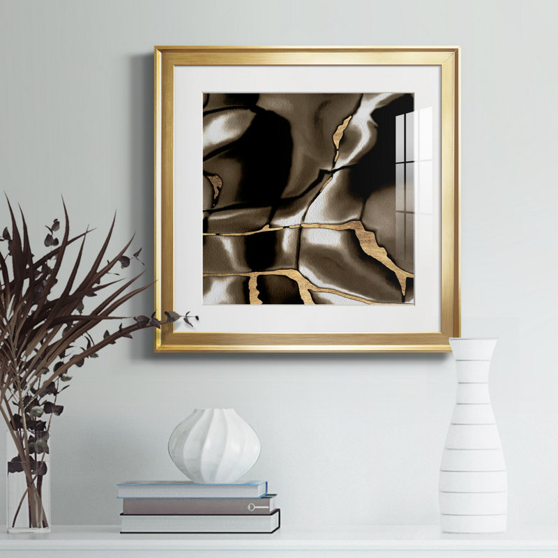 Golden Shimmer III - reproduction de cadre photo, H 34,5 po x l 34,5 po x P 1,5 po, Cadre doré