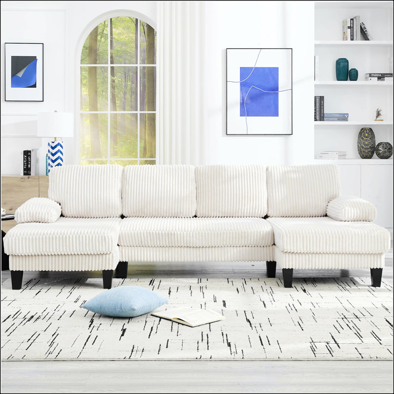 Canapé en U avec siège surdimensionné, canapé confortable et spacieux à 4 places avec méridienne double pour salon et appartement