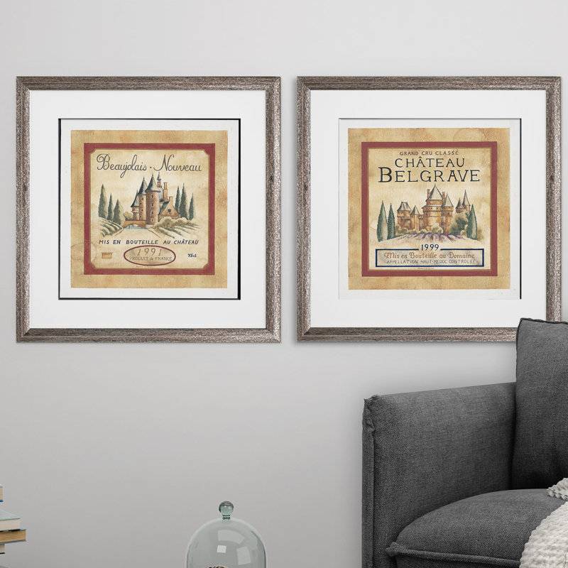« wine labels i », ensemble de 2 annonces encadrées