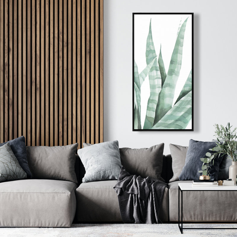 «Watercolor» rayé, plante du désert, reproduction sur toile