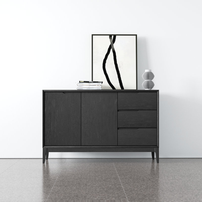 Black Solid and Manufactured Wood 60'' Sideboard