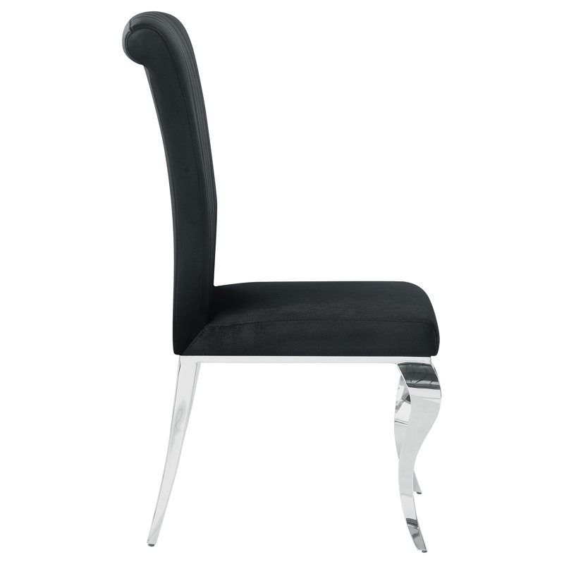 Chaise de salle à manger rembourrée, Velours noir
