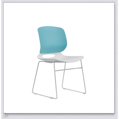 Ensemble de 4 chaises empilables modernes, blanc + bleu ou blanc + vert, assise en polypropylène, dossier en fibre de verre, 18,9 po x 19,7 po x 34,45 po