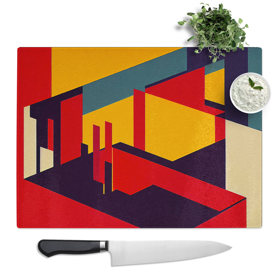 Abstract Bauhaus Art Vol.1  Glass Chopping Board