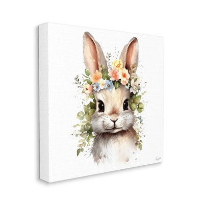 «Flower Garland Bunny» par Roozbeh, reproduction d'art sur toile tendue