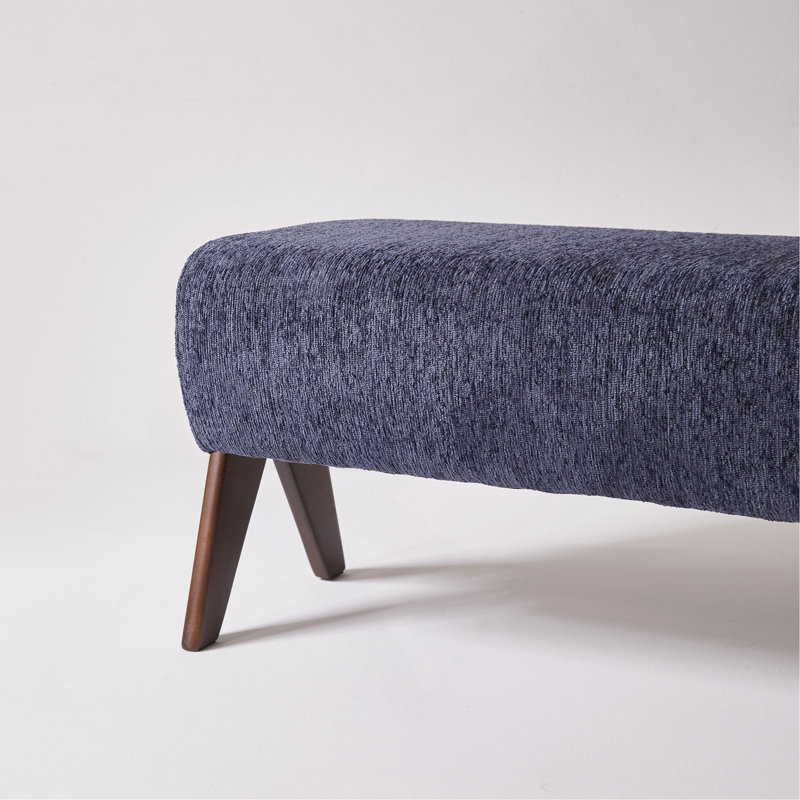 Banc en tissu de chenille décoratif moderne, banc d'entrée ergonomique rembourré avec pieds en bois massif, banc de repose-pieds rembourré pour l'espace de la chambre à coucher de vestibule