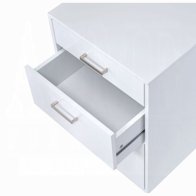 Beonka Handela 3-Drawer File Cabinet With Casters, High Gloss, White