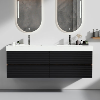 Meuble-lavabo avec deux lavabos et quatre tiroirs