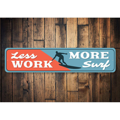 Panneau «Less Work More Surf»