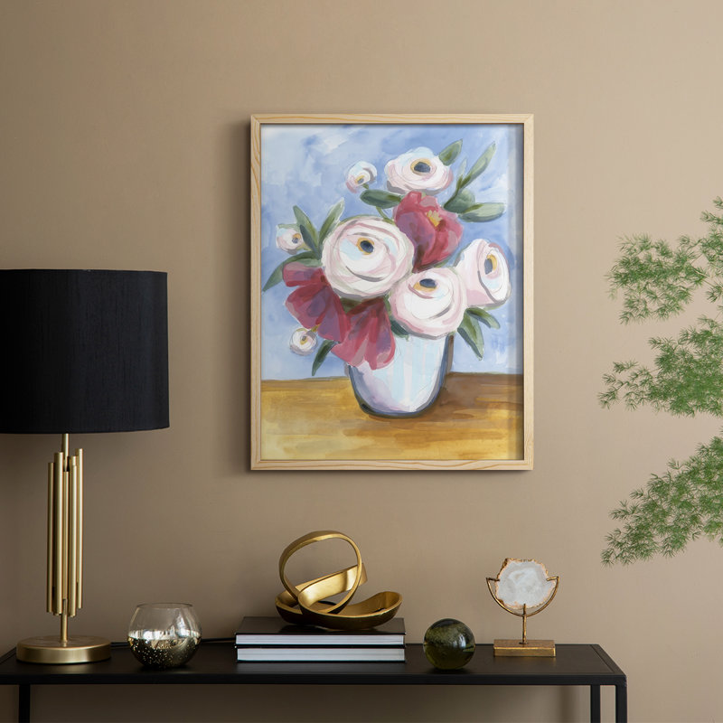 Tea Rose Posey II, reproduction encadrée - bois massif, Naturel, H 11 po x l 9 po