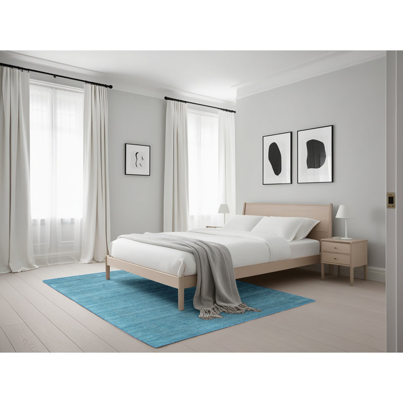 Tapis de zone bleu contemporain, Rectangle 5 pi x 7 pi