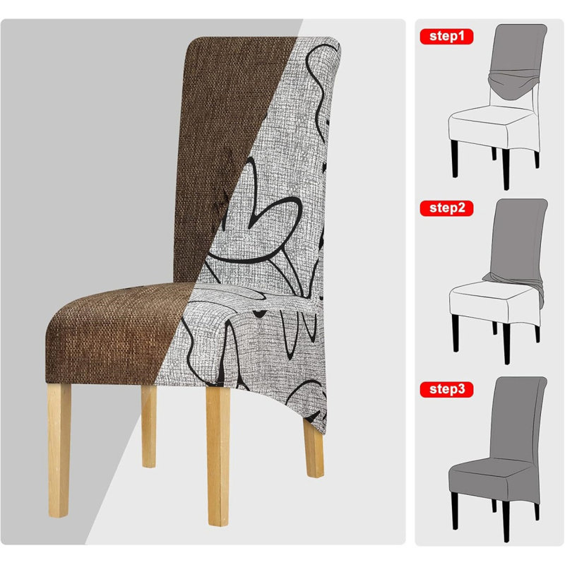 Pack Of 6 Chair Covers High Back Chair Seat, Grey, 68 X 45 X 45Cm