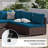 8-Piece Rattan Patio Conversation Set with Cushions and 56-Inch Outdoor Fire Pit Table-1082927427