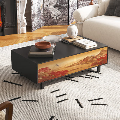 Table basse avec rangement peint français rétro