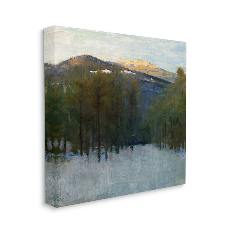 Paysage de montagne d'hiver sur bois, H 24 po x l 24 po x P 1,5 po, Estampe numérique Farmhouse