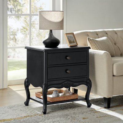 Evars 24” W Traditional 3-Drawer End Table With Hidden Drawer and Charging Station