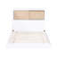 Lit simple blanc et naturel avec tête de lit bibliothèque - Design compact pour chambre d'enfant