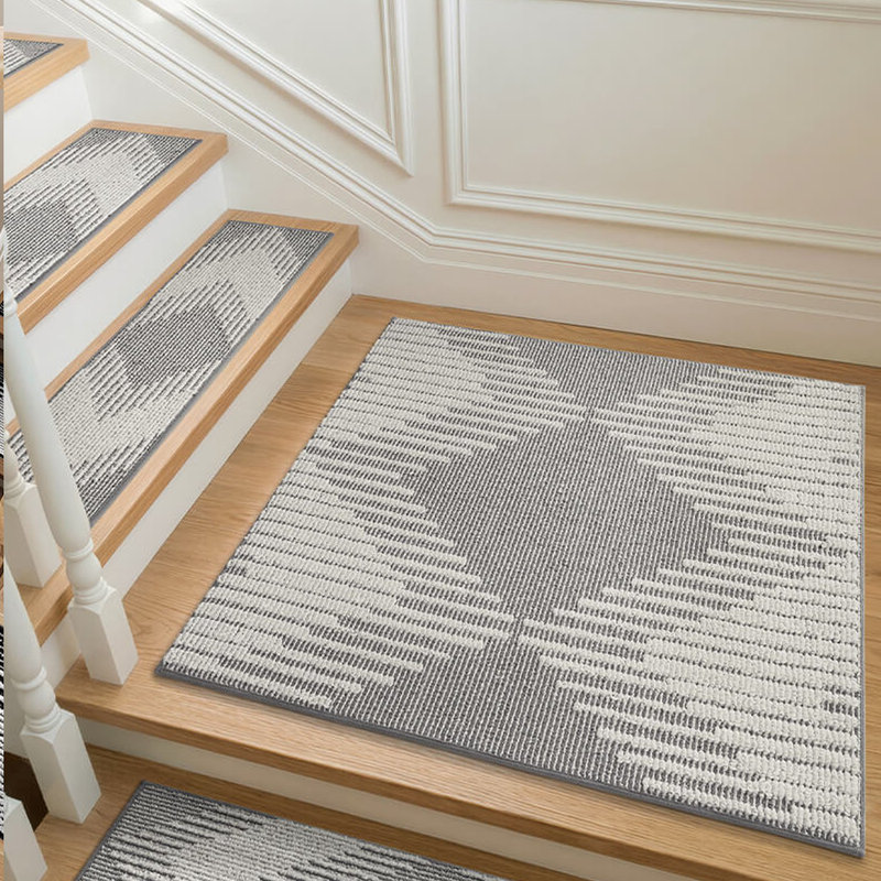 Tapis d'escalier antidérapant brun clair, Brown, Square 2'6", 1