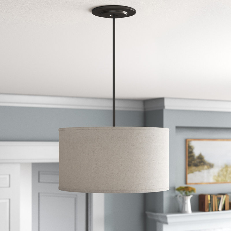 4 - Light Dimmable Drum Chandelier, 100W A19 Medium, Burnt Sienna, Beige