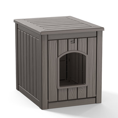 Resin Pet House,Litter Box Enclosure With Side Table(Light Brown/Gray)