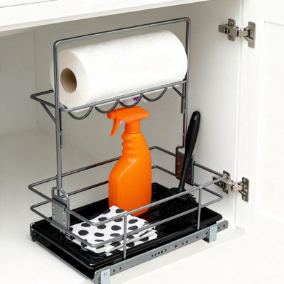 Under Sink Organizer, Pull Out Cleaning Caddy for Kitchen and Bathroom (Grey)