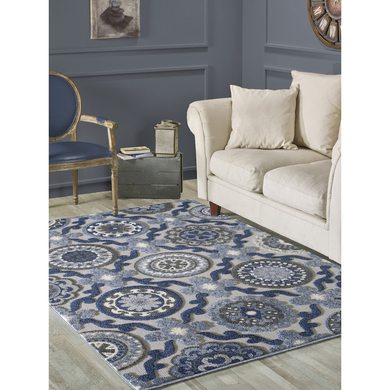 Tapis bleu Menzies Ikat, Rectangle 4 pi x 6 pi