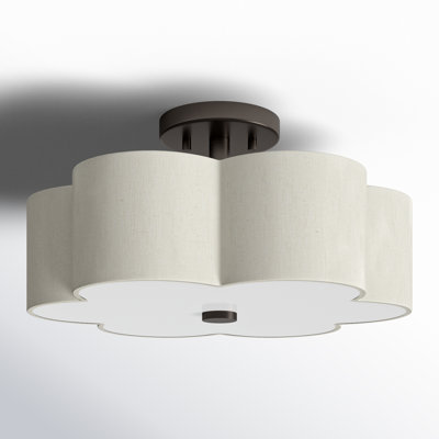 Copper 3 Light Linen Blend Semi Flush Mount