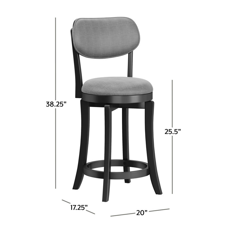 Neriah Swivel Upholstered Counter Stool, Black , Counter Stool (26" Seat Height)