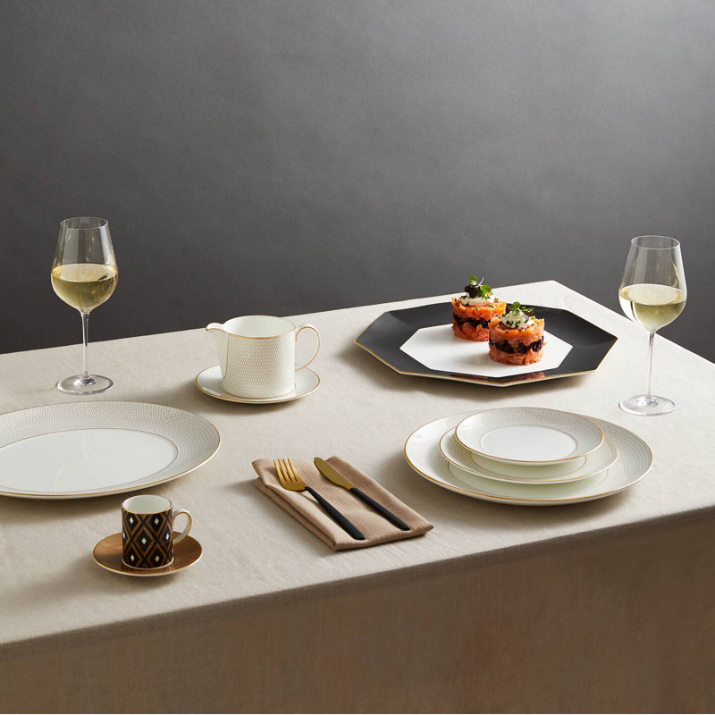 Gio Gold 12-Piece White Porcelain Dinnerware Set
