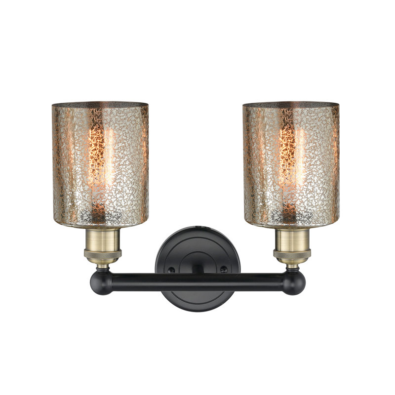 2 - Light Dimmable Vanity Light, Black Antique Brass, Mercury
