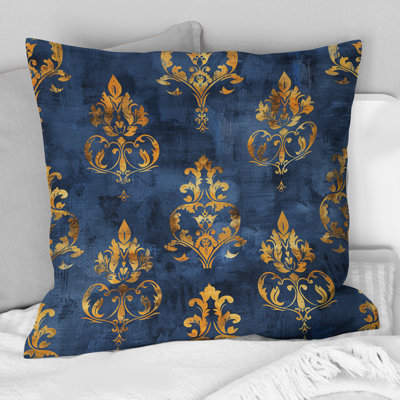 Coussin décoratif bleu et doré Royal Damaska Glamour IV