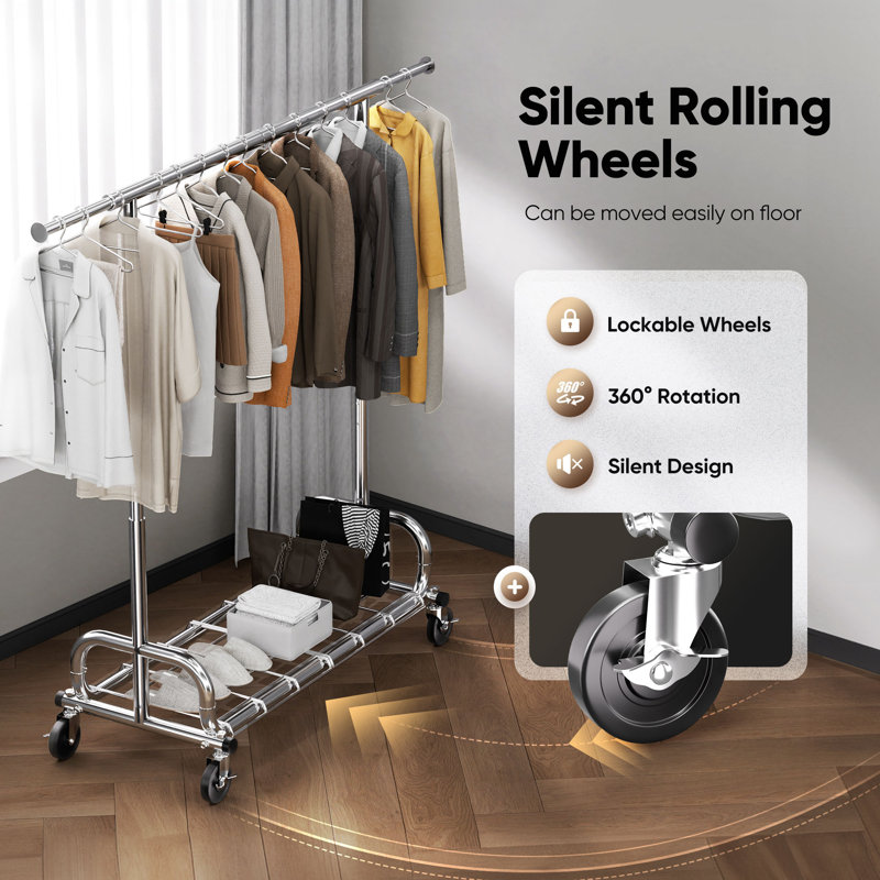Adjustable Rolling Clothing Rack