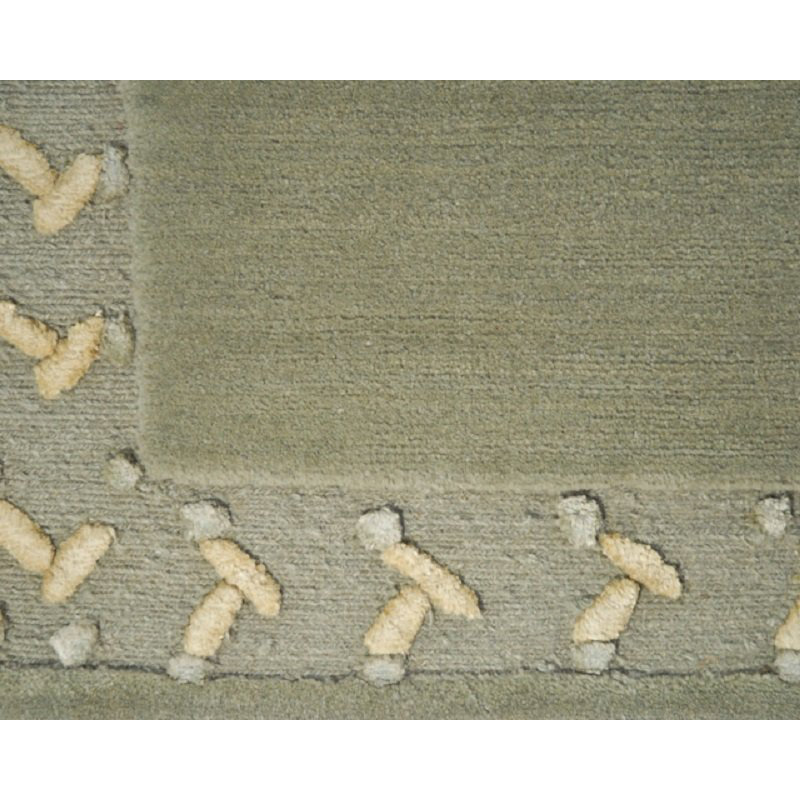 Doodles Wool Oriental Area Rug in Green, Rectangle 6' x 9'