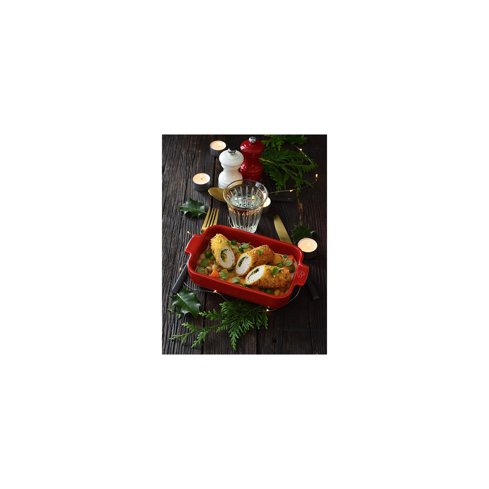 Peugeot Appolia Rectangular Ceramic Baking Dish, Red, 1.75" H x 8.5" W x 4.75" D