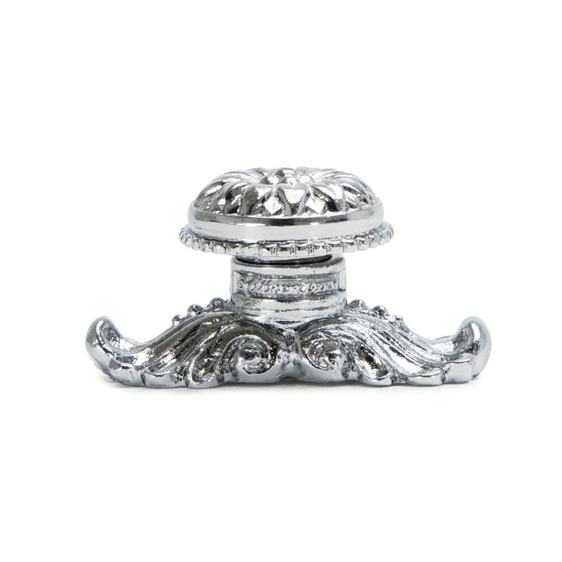 Acanthus large knob with flared foot Rosette style with medium backplatein Platinum, Chrome