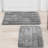 2 Piece Bath Mat Set - Solid Striped Bathroom Mat Soft Plush Thick-1701133150
