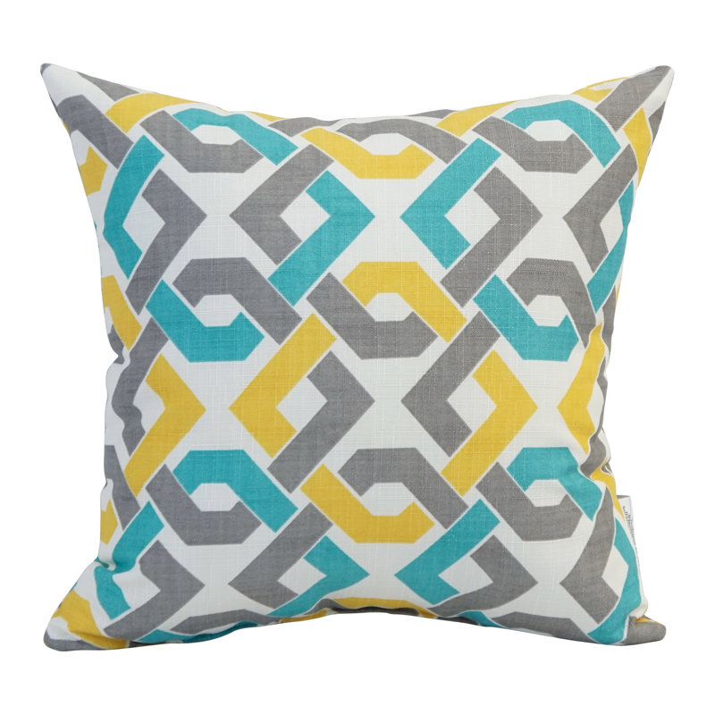 Coussin intérieur / extérieur de la collection Outdoor Cushion, Jaune / Bleu