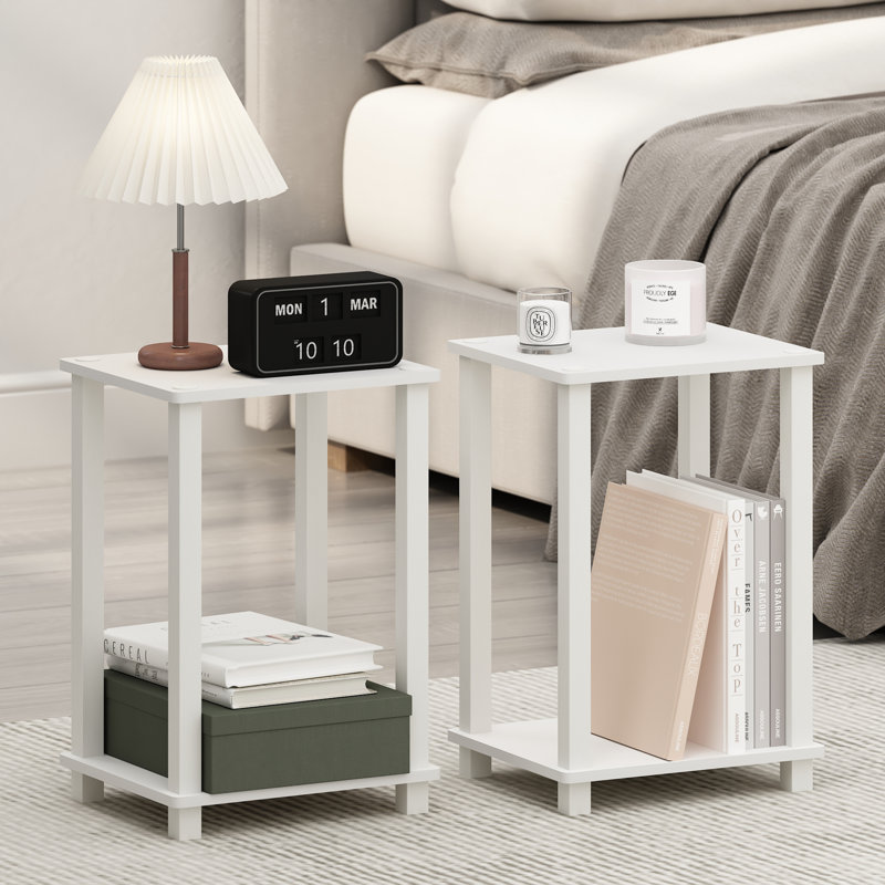 Ensemble de 2 tables de chevet 17 tables Ambrosine, Blanc, Blanc